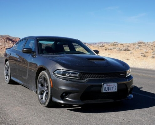 Black Dodge Parked in Desert - Dodge Performance Chips Increase Horsepower